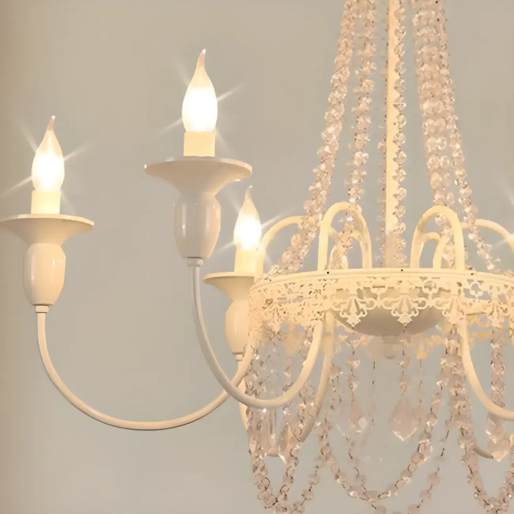 Vintage Crystal Candelabra Chandelier with Metal Frame