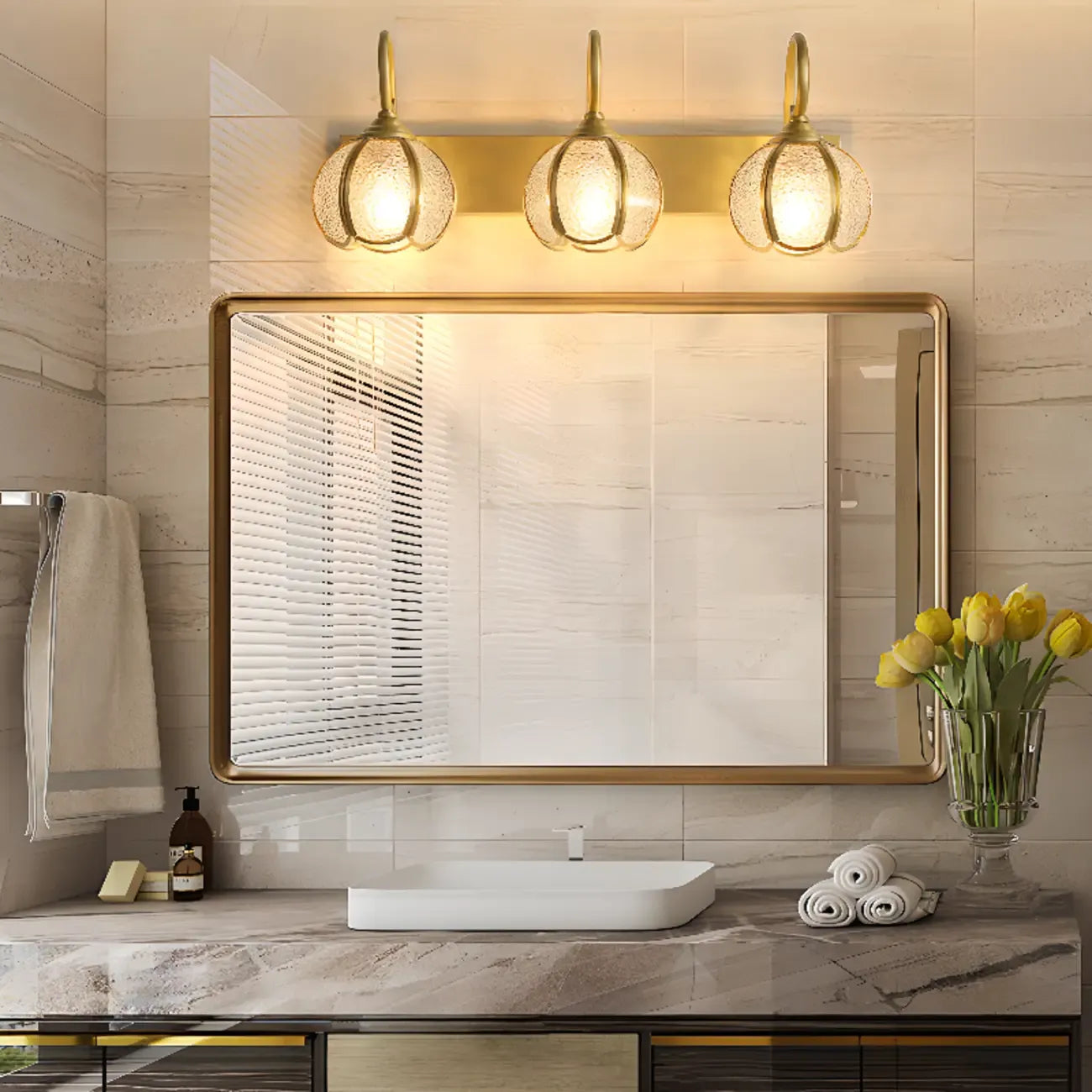 Mini Modern Vintage Globe Brass Vanity Light in 2/3 Lights