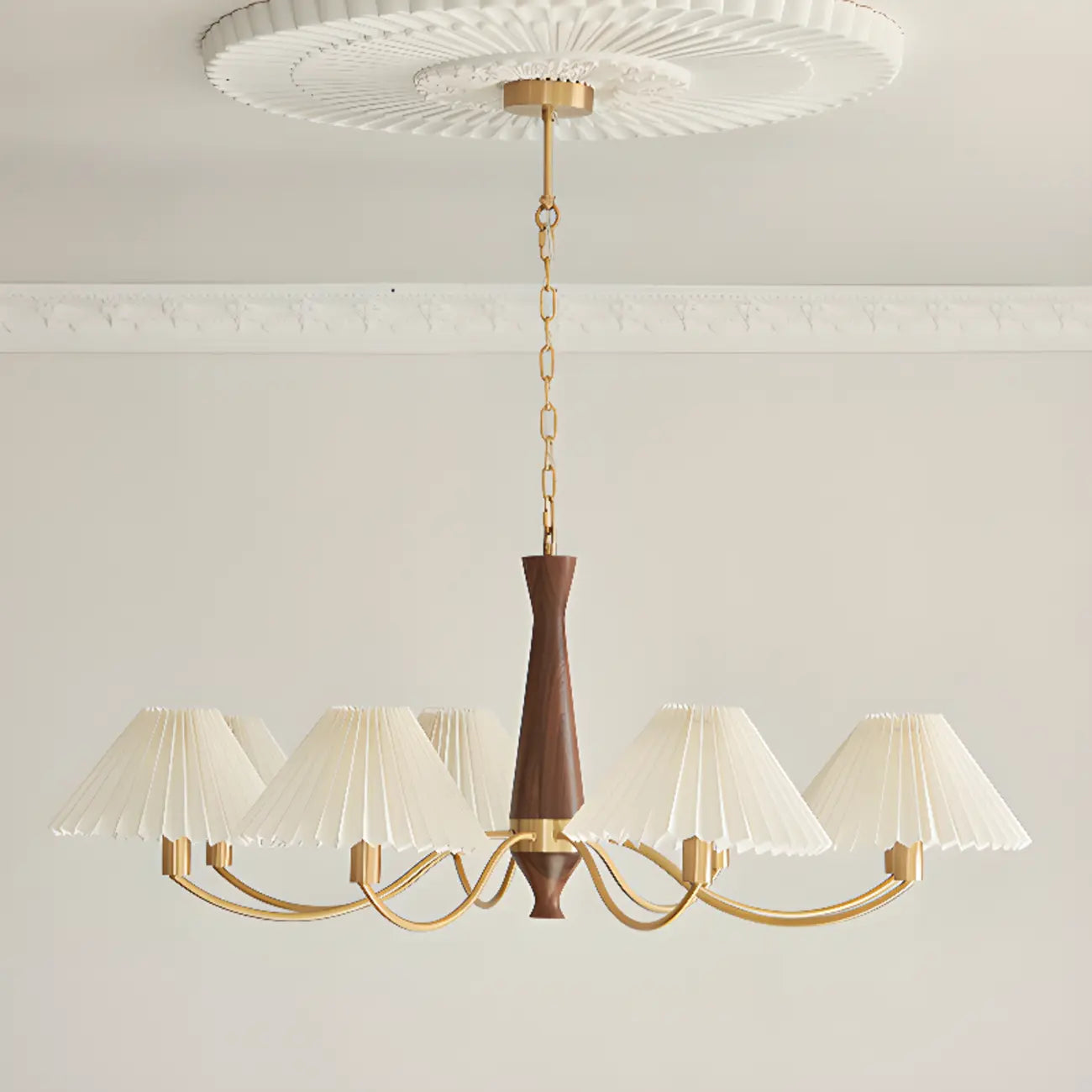 Modern Adjustable Pleated Fabric Chandelier for Living Room