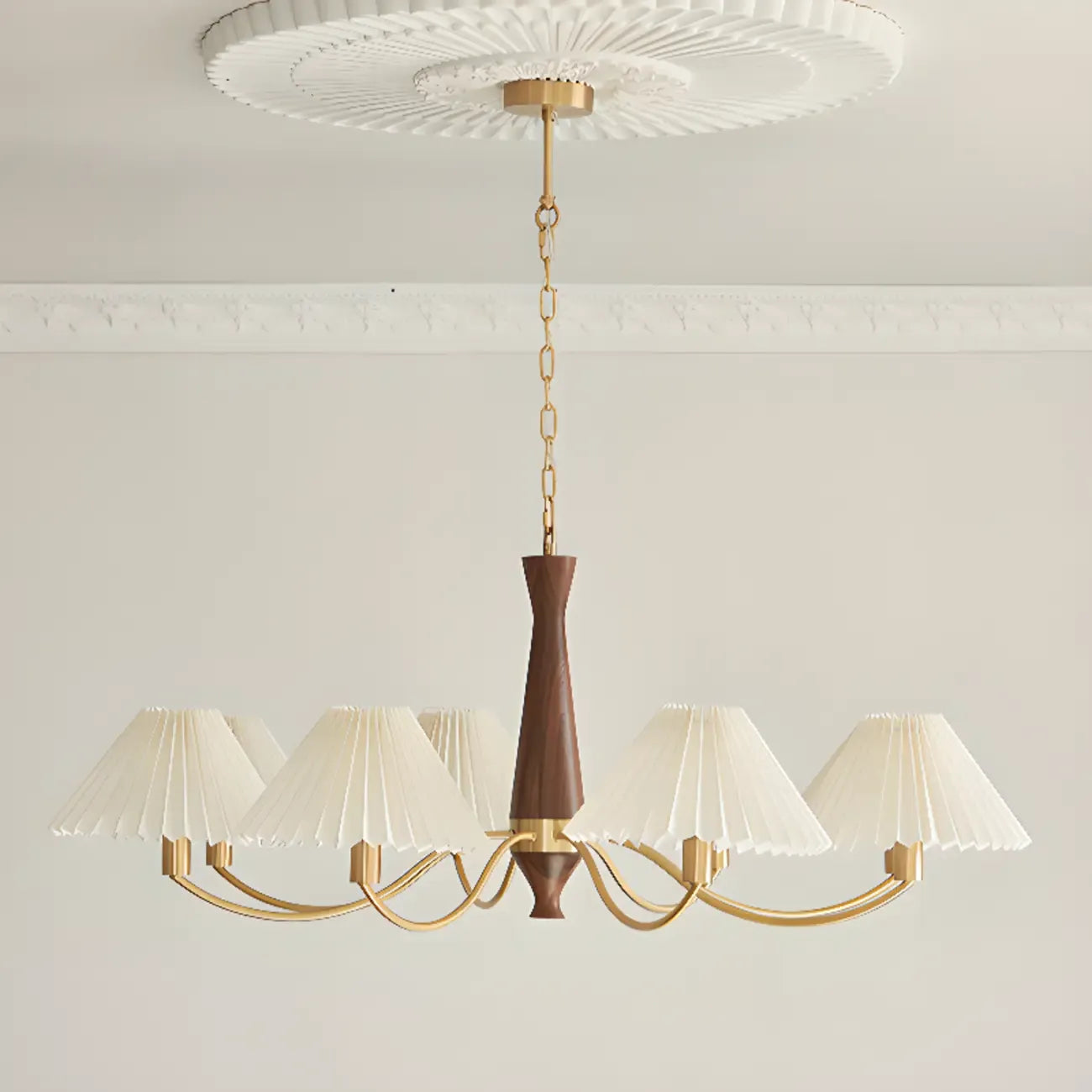 Modern Adjustable Pleated Fabric Chandelier for Living Room