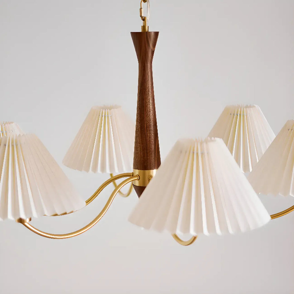 Modern Adjustable Pleated Fabric Chandelier for Living Room
