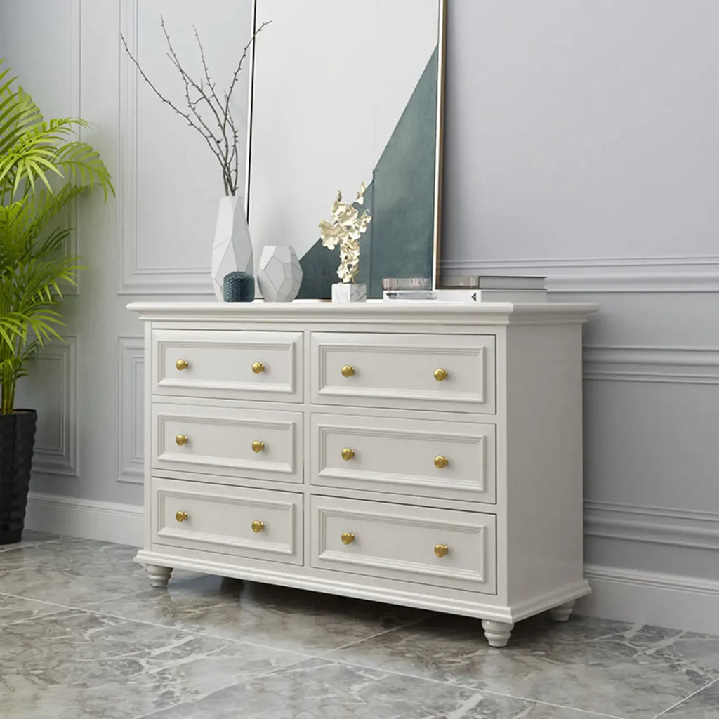 Glam Premium Wood White Bachelor Chest with Gold Handle