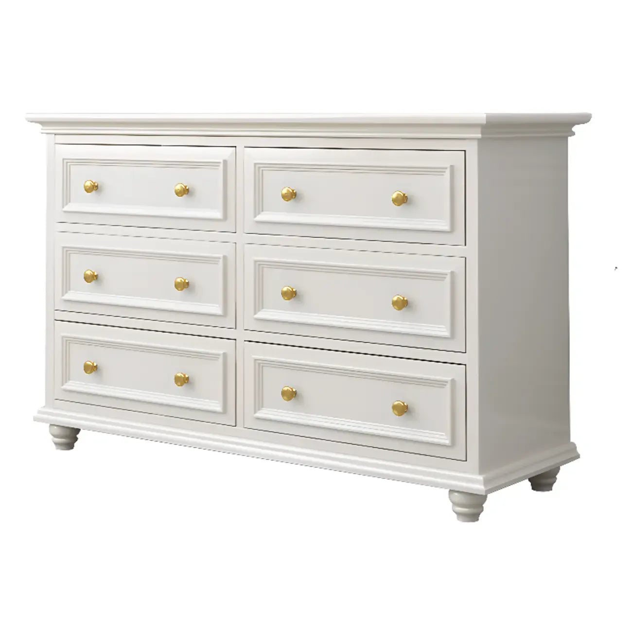 Glam Premium Wood White Bachelor Chest with Gold Handle