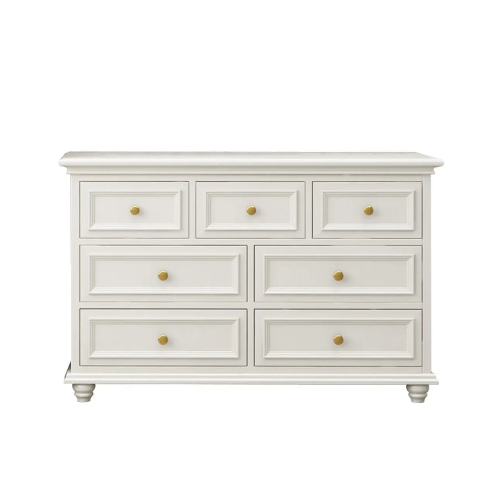 Glam Premium Wood White Bachelor Chest with Gold Handle