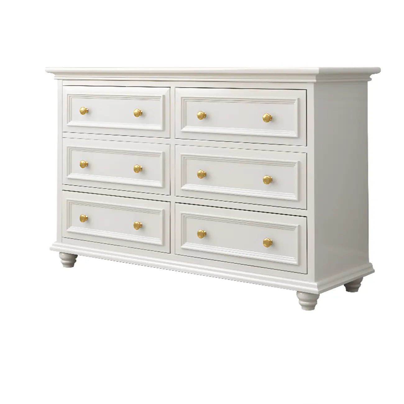 Glam Premium Wood White Bachelor Chest with Gold Handle