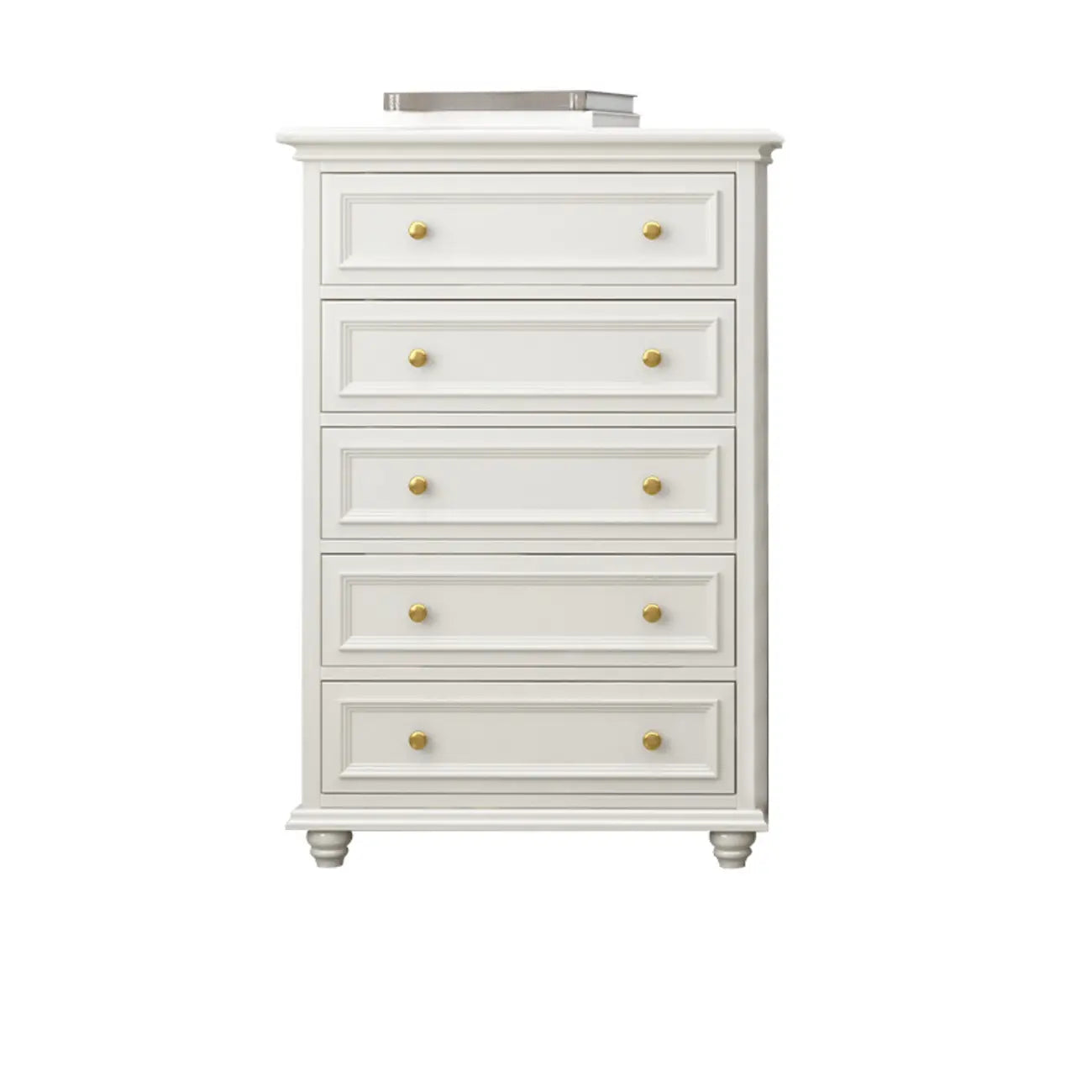 Glam Premium Wood White Bachelor Chest with Gold Handle