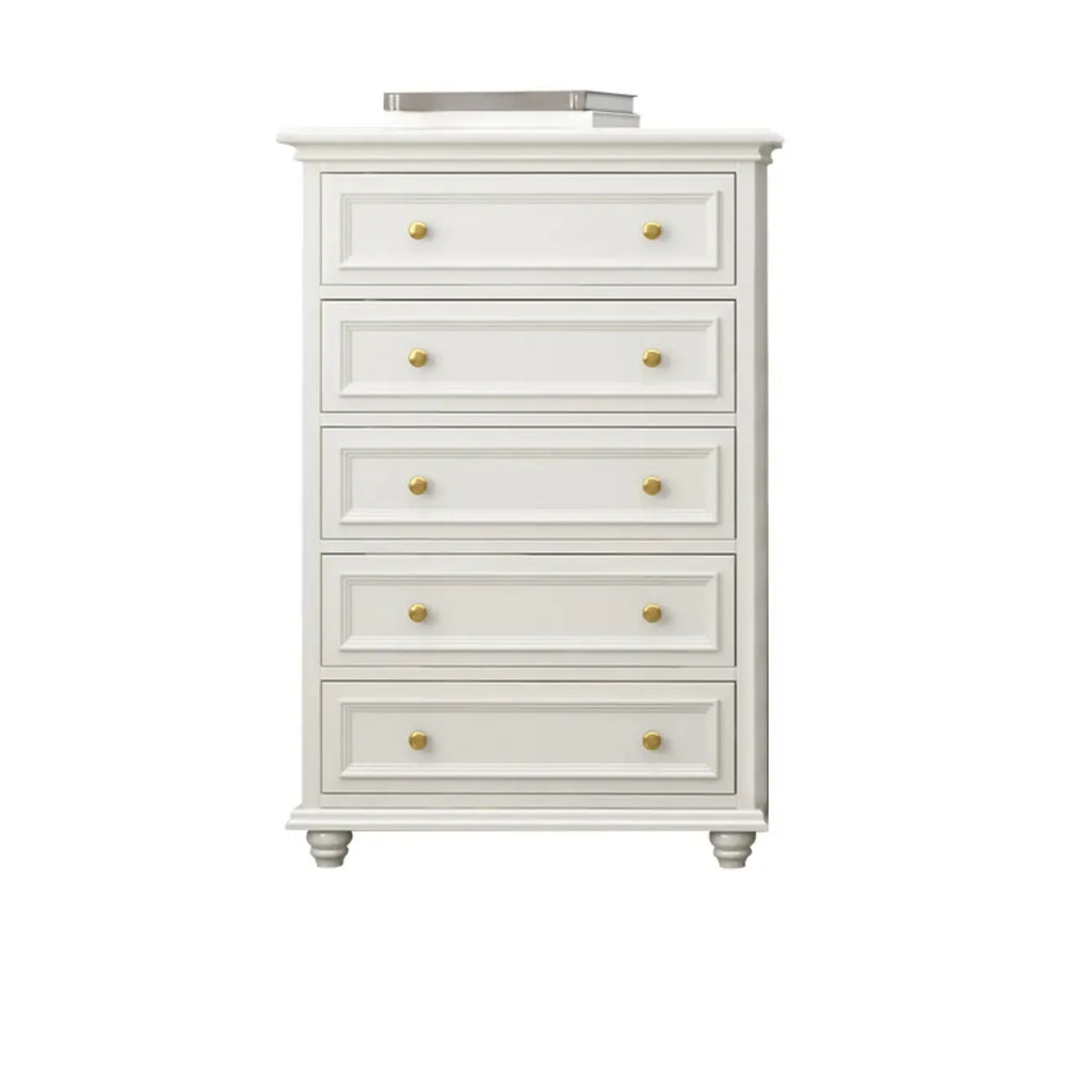 Glam Premium Wood White Bachelor Chest with Gold Handle