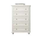 Glam Premium Wood White Bachelor Chest with Gold Handle