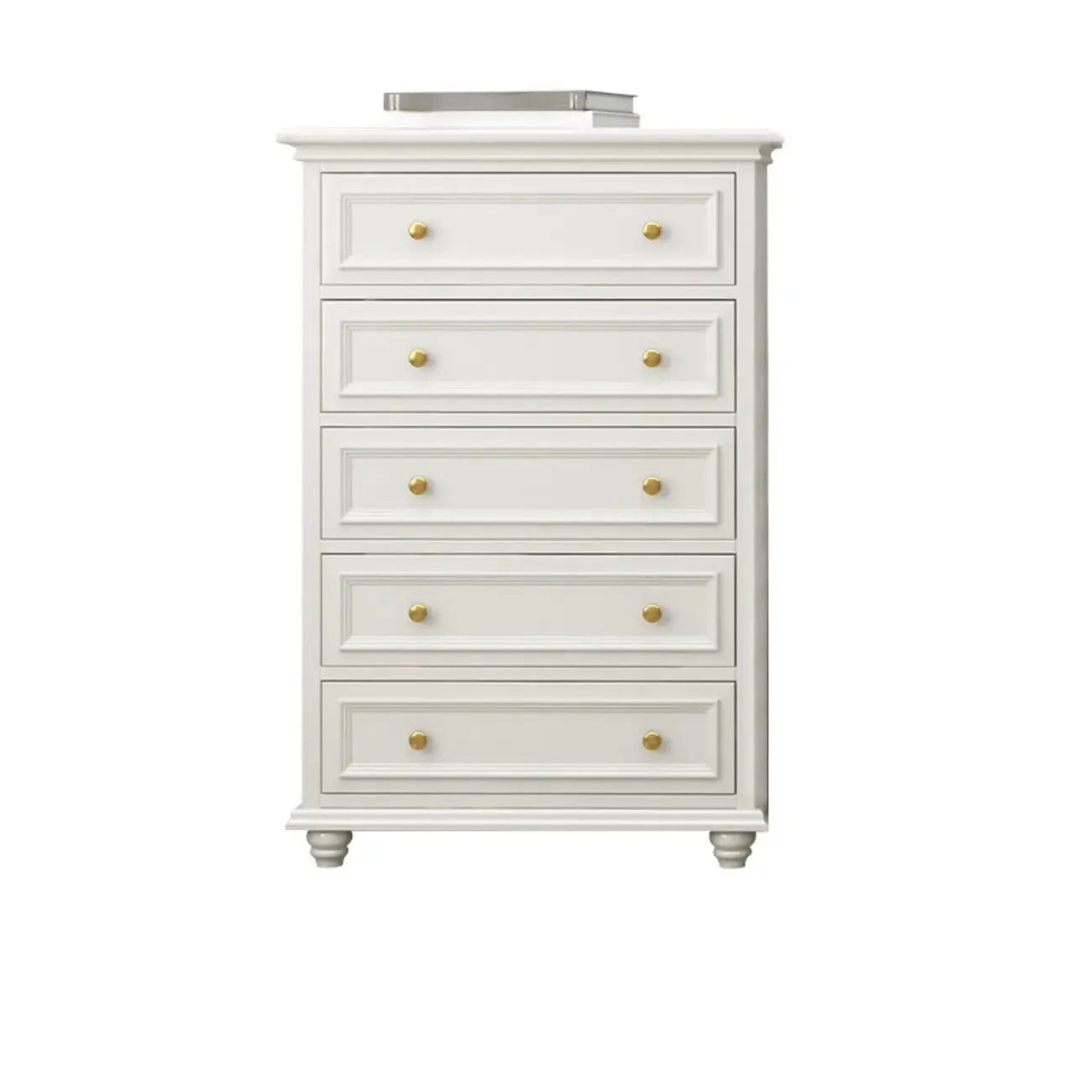 Glam Premium Wood White Bachelor Chest with Gold Handle