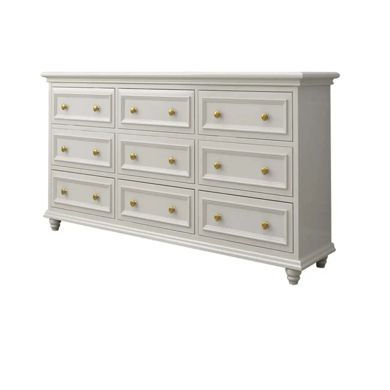 Glam Premium Wood White Bachelor Chest with Gold Handle