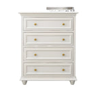 Glam Premium Wood White Bachelor Chest with Gold Handle
