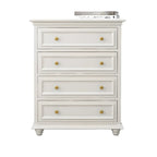 Glam Premium Wood White Bachelor Chest with Gold Handle