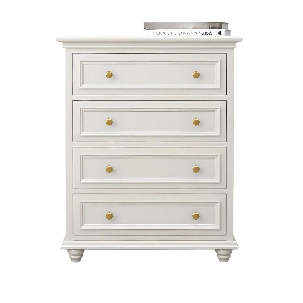 Glam Premium Wood White Bachelor Chest with Gold Handle
