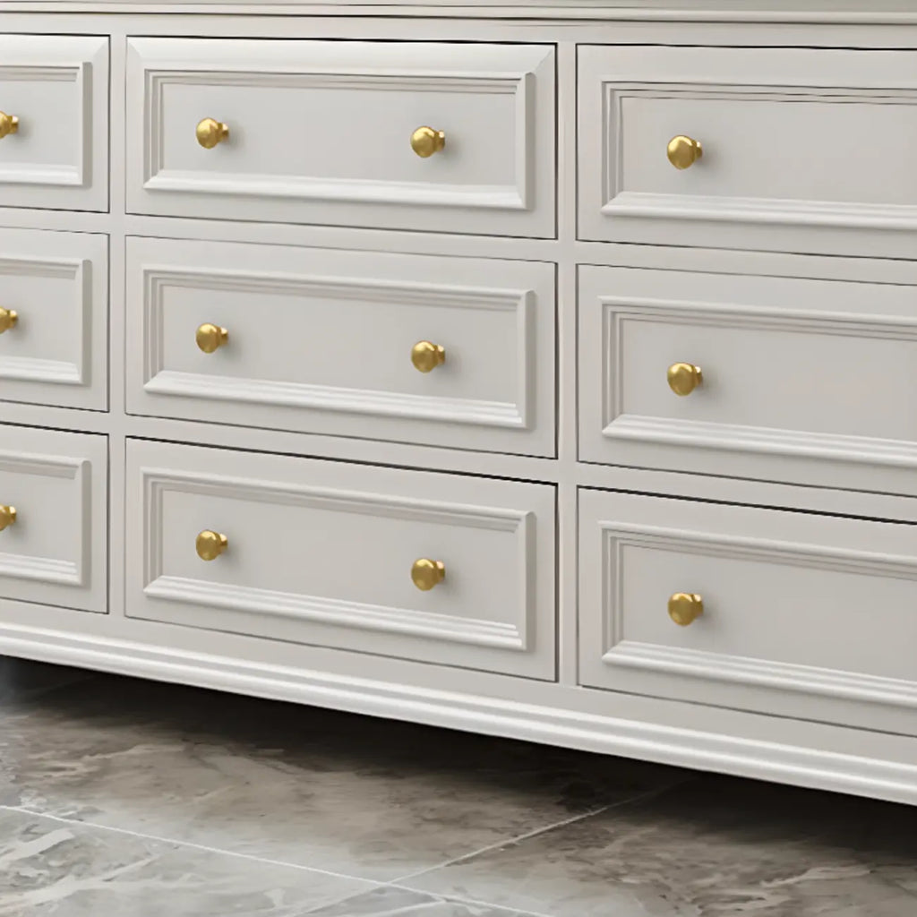 Glam Premium Wood White Bachelor Chest with Gold Handle