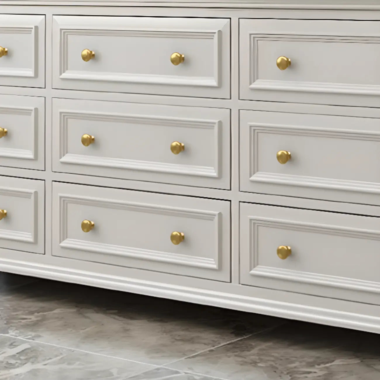 Glam Premium Wood White Bachelor Chest with Gold Handle
