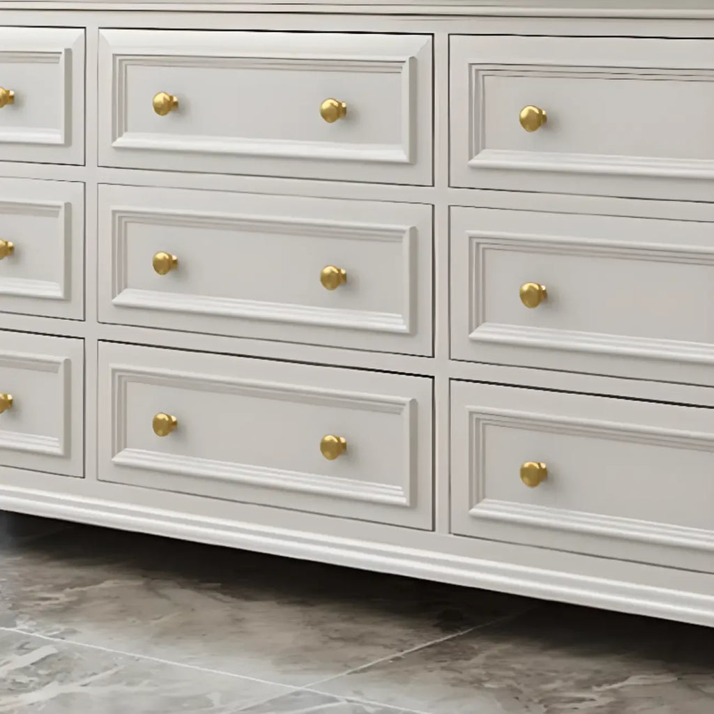 Glam Premium Wood White Bachelor Chest with Gold Handle
