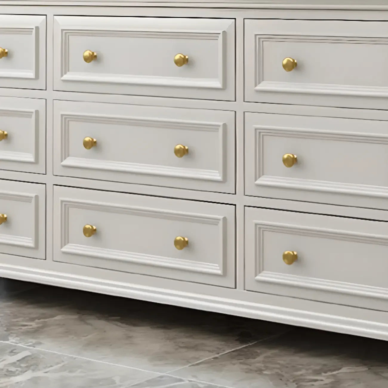 Glam Premium Wood White Bachelor Chest with Gold Handle