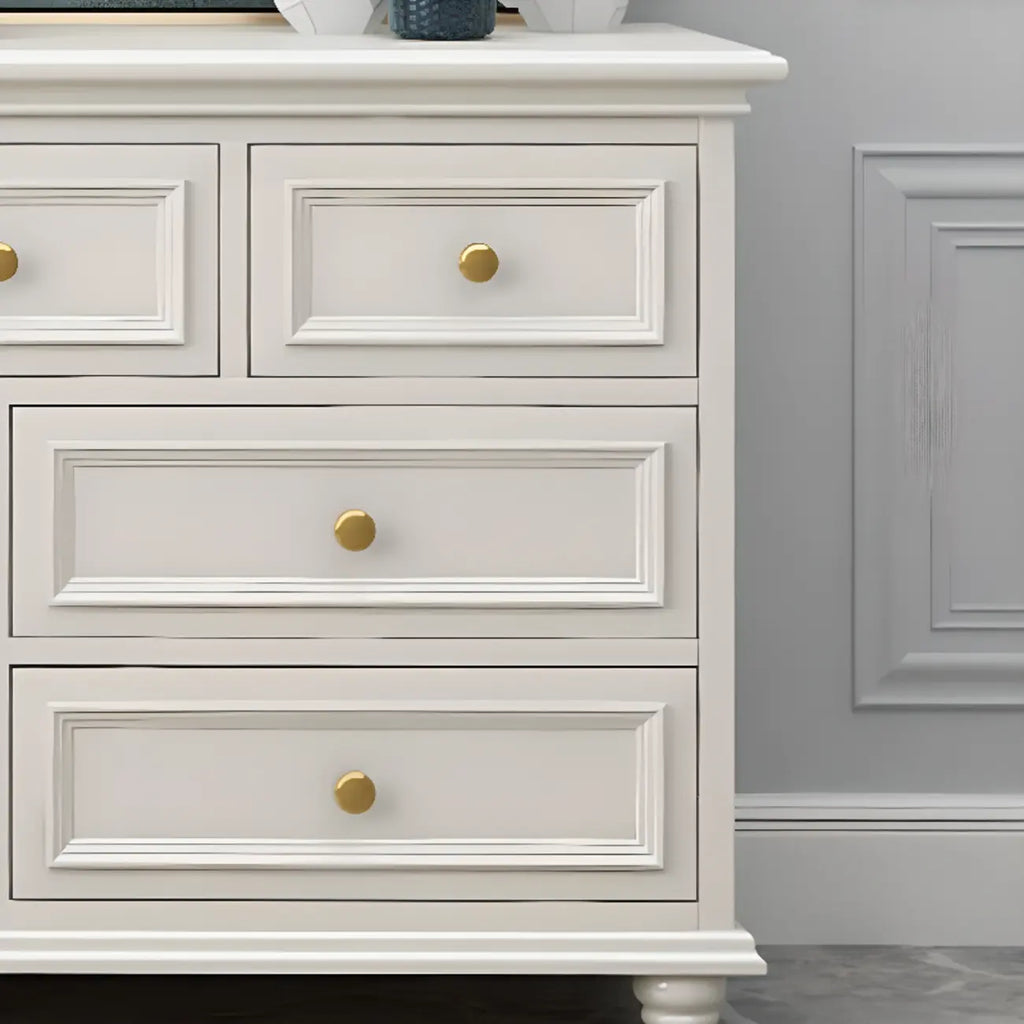 Glam Premium Wood White Bachelor Chest with Gold Handle