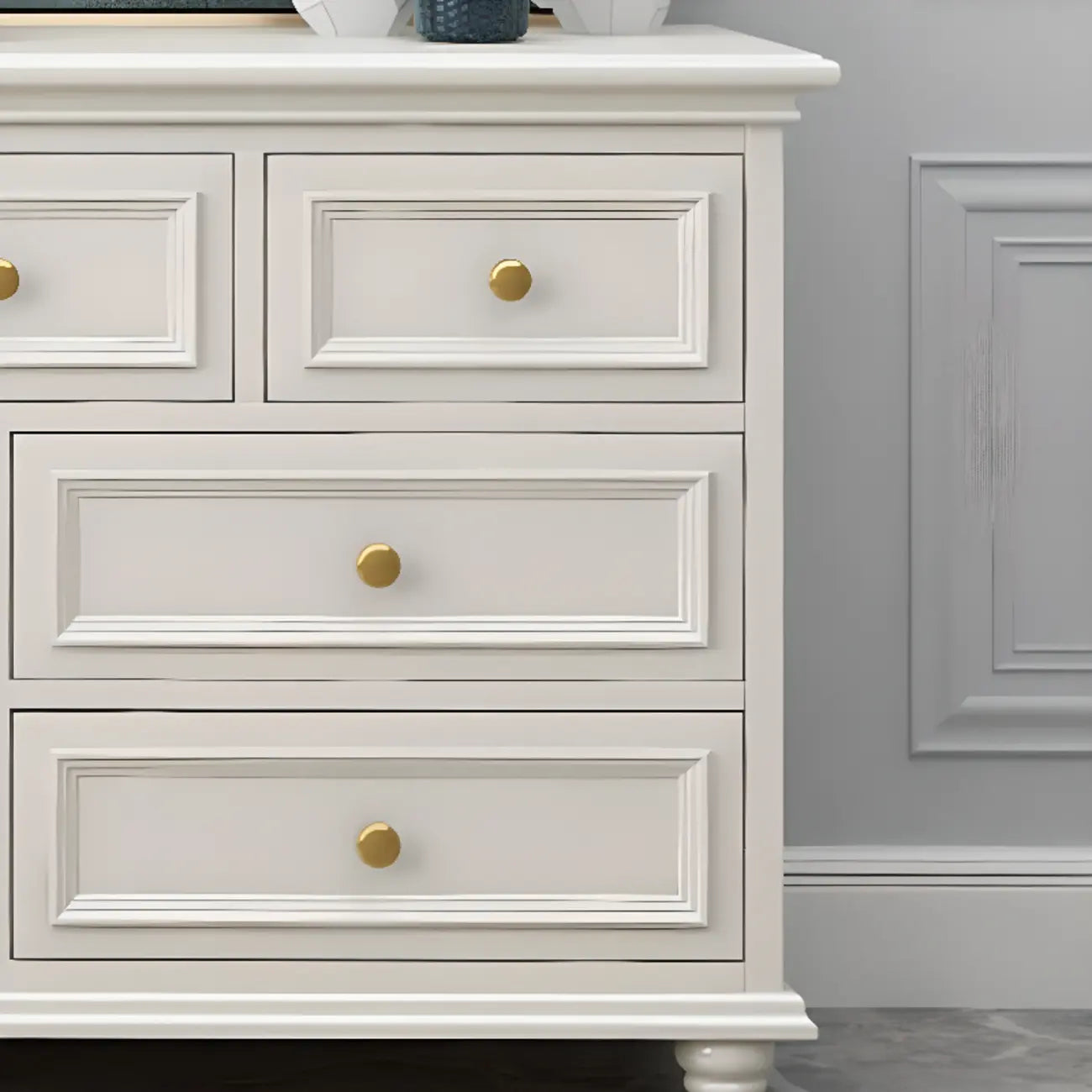 Glam Premium Wood White Bachelor Chest with Gold Handle