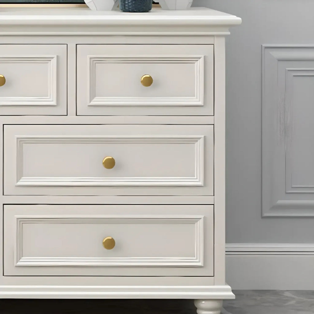 Glam Premium Wood White Bachelor Chest with Gold Handle