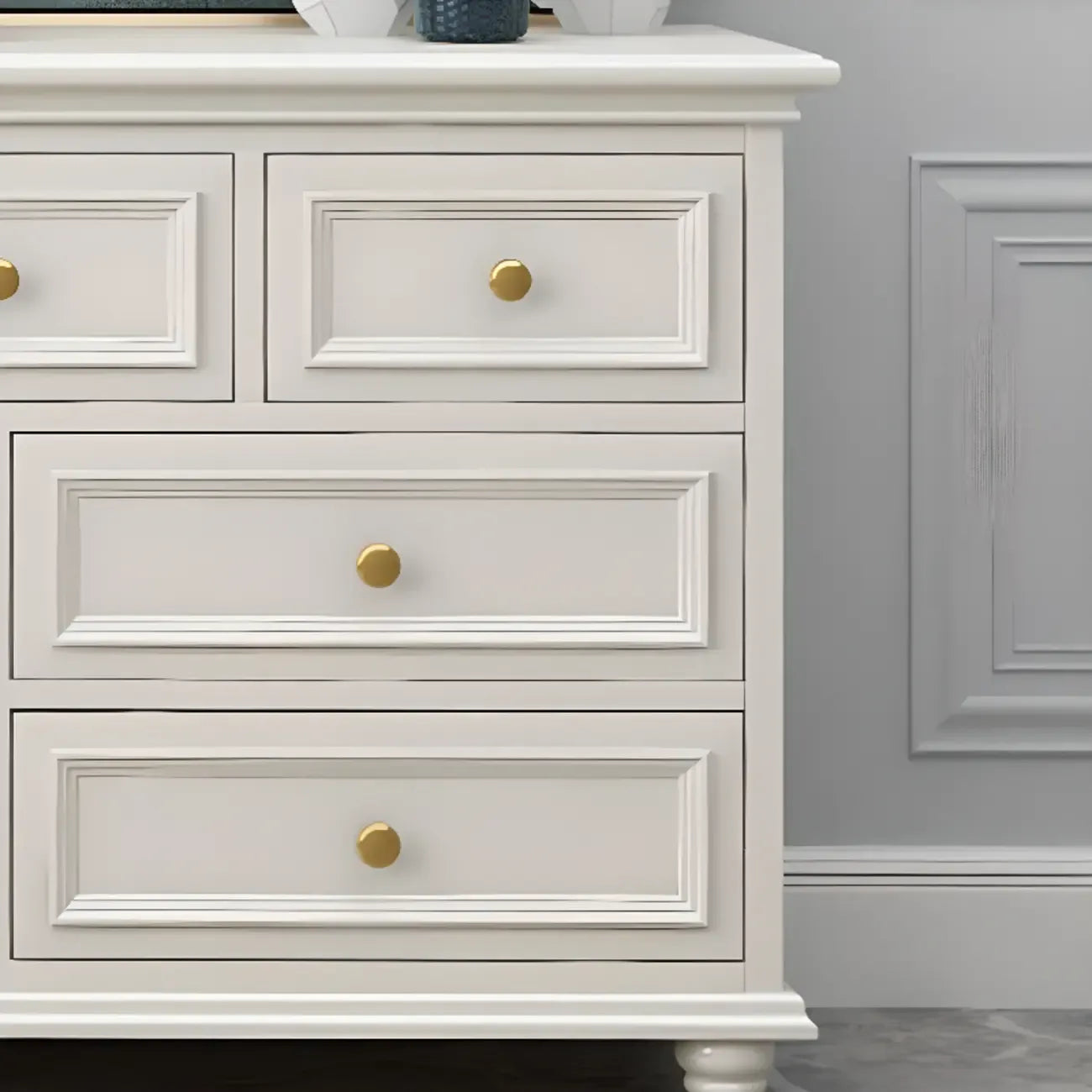 Glam Premium Wood White Bachelor Chest with Gold Handle