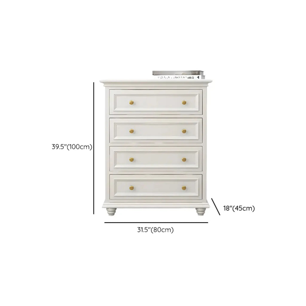 Glam Premium Wood White Bachelor Chest with Gold Handle