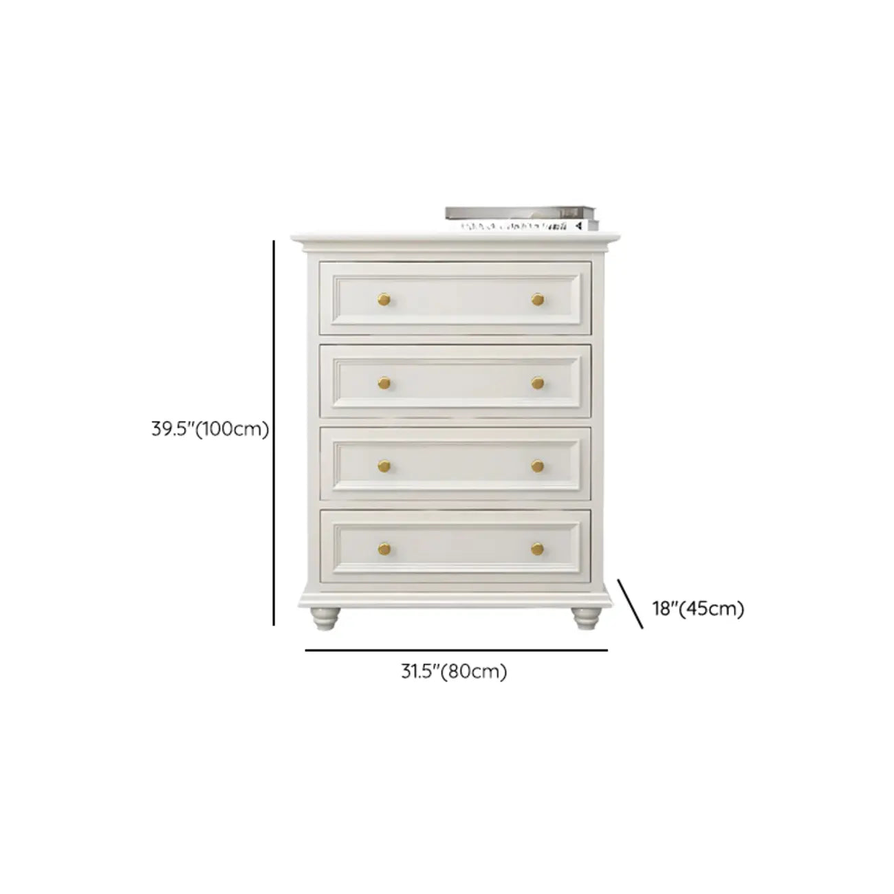 Glam Premium Wood White Bachelor Chest with Gold Handle