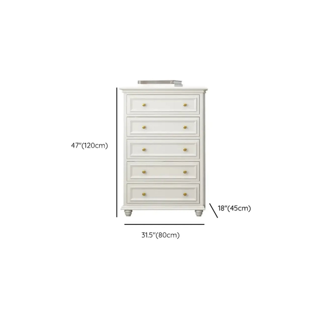 Glam Premium Wood White Bachelor Chest with Gold Handle