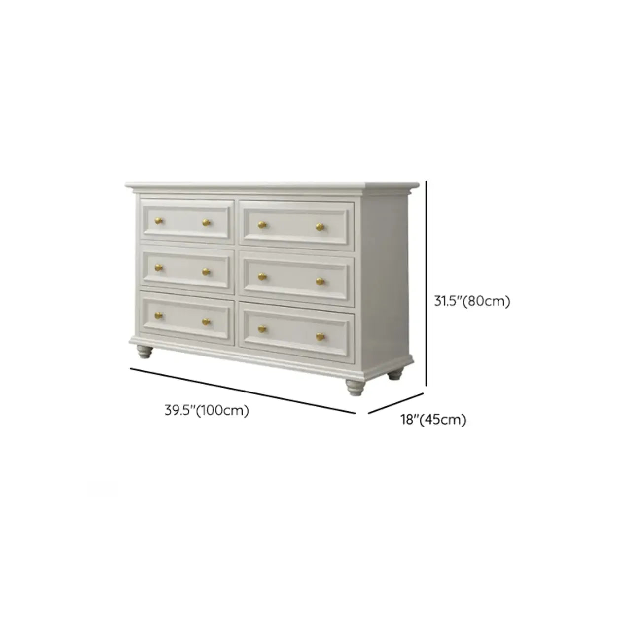 Glam Premium Wood White Bachelor Chest with Gold Handle