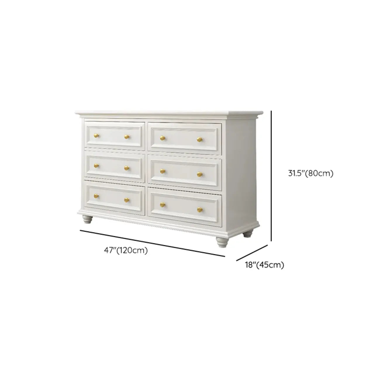 Glam Premium Wood White Bachelor Chest with Gold Handle