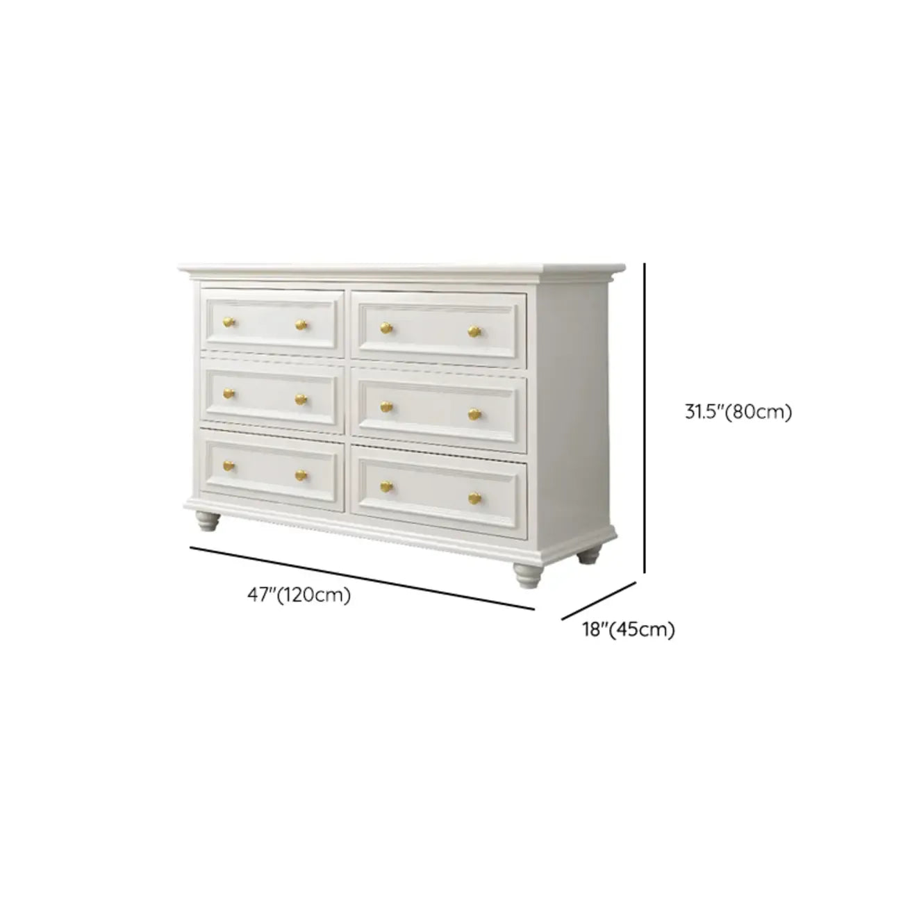 Glam Premium Wood White Bachelor Chest with Gold Handle