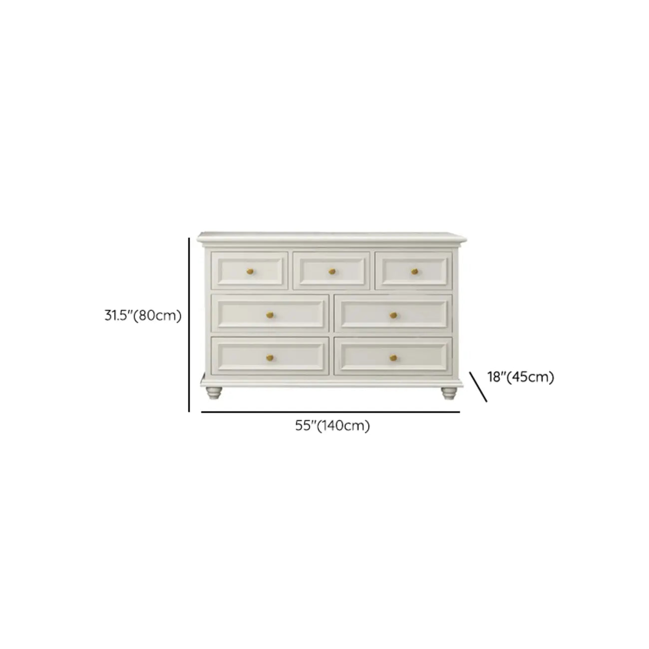 Glam Premium Wood White Bachelor Chest with Gold Handle