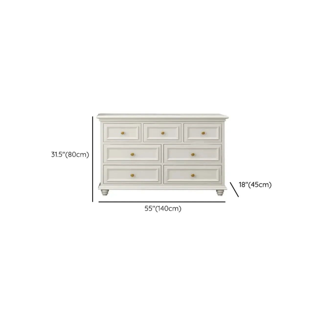 Glam Premium Wood White Bachelor Chest with Gold Handle