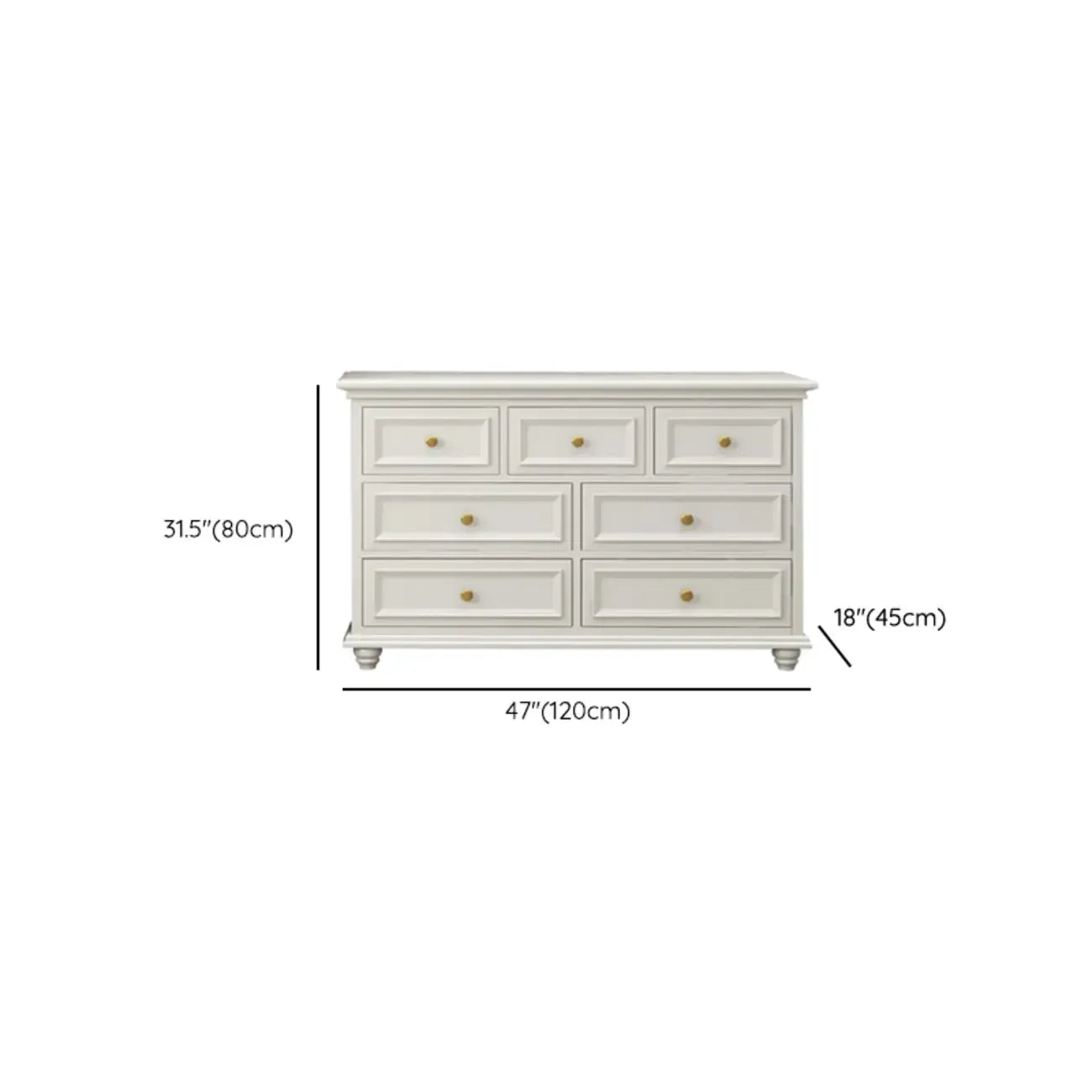 Glam Premium Wood White Bachelor Chest with Gold Handle