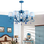 Vintage 6 Lights Black Pendant Chandelier with Candle Design