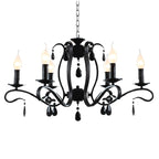 Vintage 6 Lights Black Pendant Chandelier with Candle Design