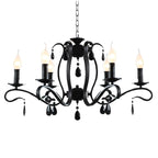 Vintage 6 Lights Black Pendant Chandelier with Candle Design