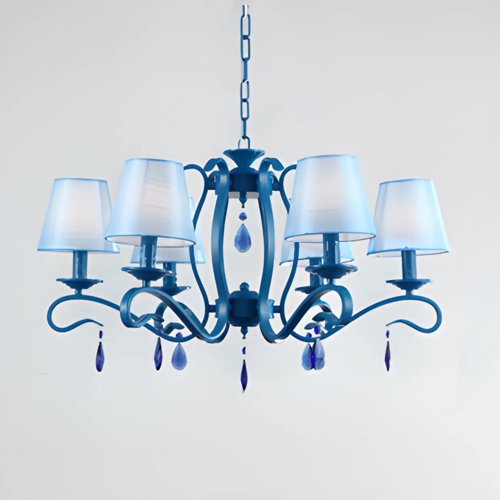 Vintage 6 Lights Black Pendant Chandelier with Candle Design