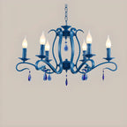 Vintage 6 Lights Black Pendant Chandelier with Candle Design