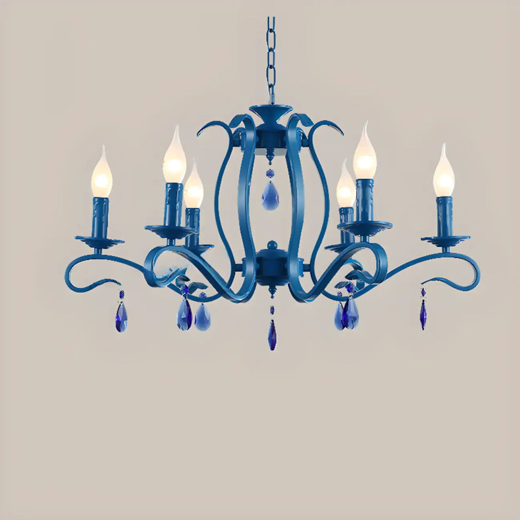 Vintage 6 Lights Black Pendant Chandelier with Candle Design