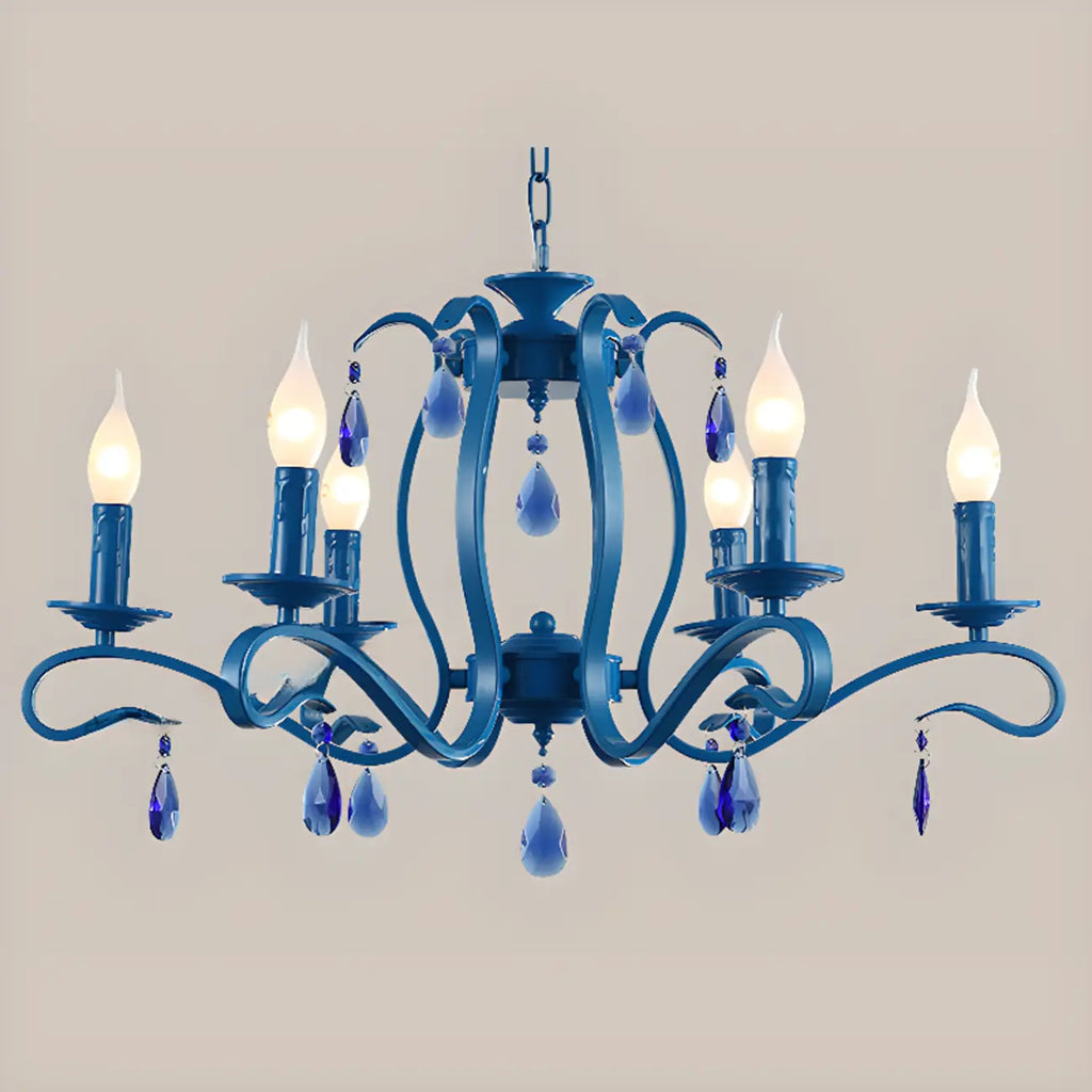 Vintage 6 Lights Black Pendant Chandelier with Candle Design