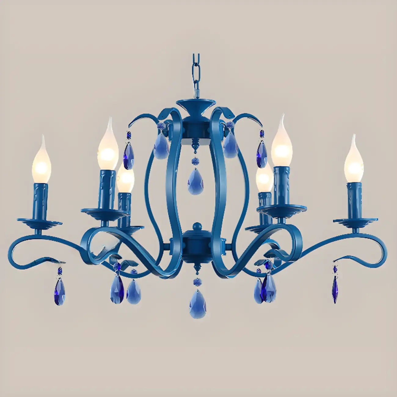 Vintage 6 Lights Black Pendant Chandelier with Candle Design