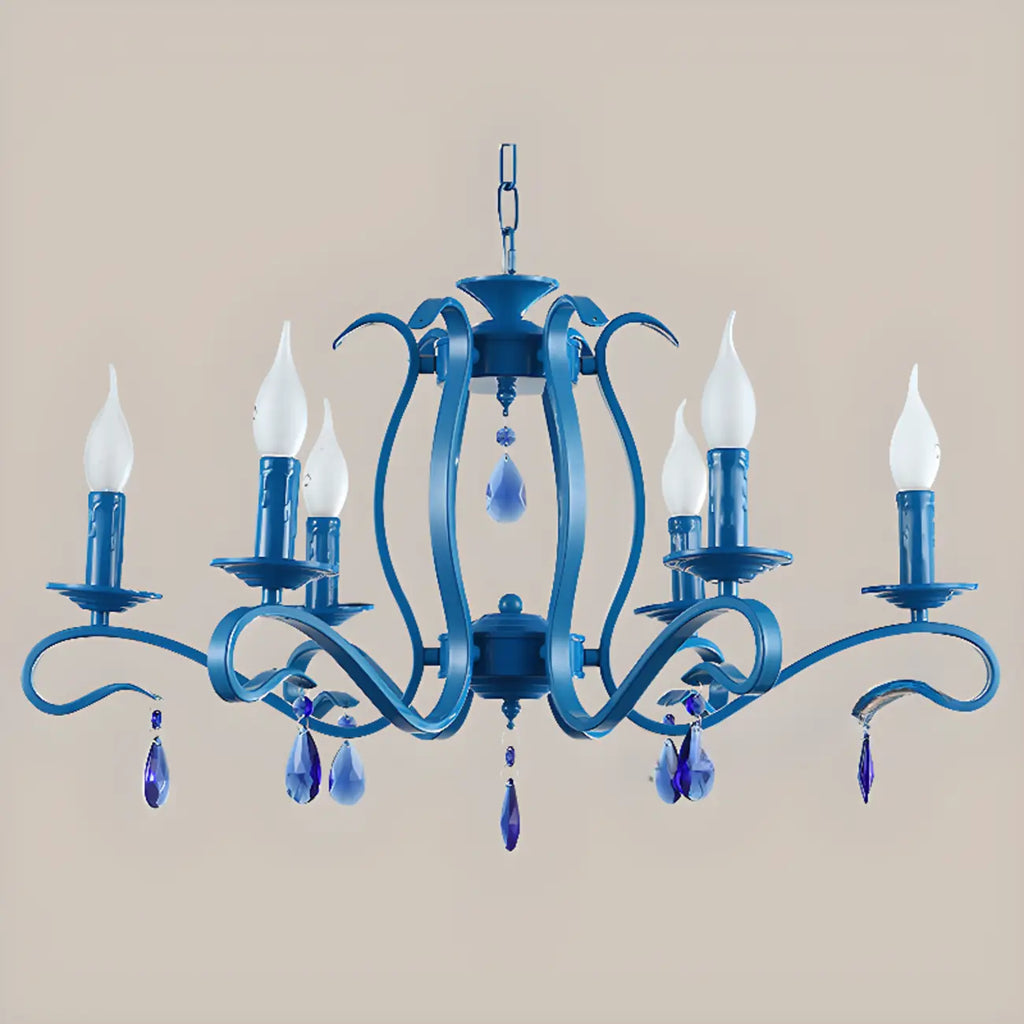 Vintage 6 Lights Black Pendant Chandelier with Candle Design