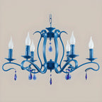 Vintage 6 Lights Black Pendant Chandelier with Candle Design