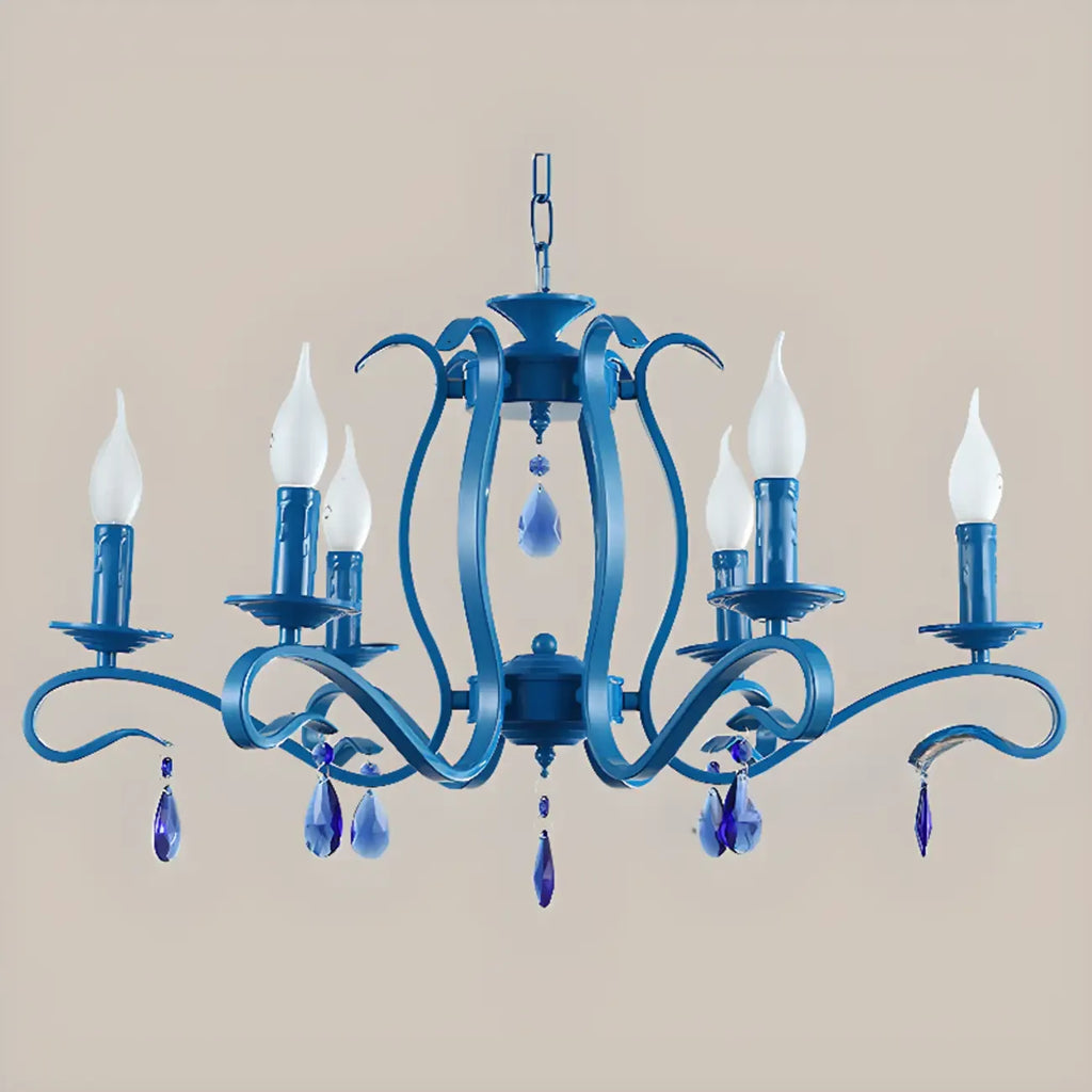 Vintage 6 Lights Black Pendant Chandelier with Candle Design