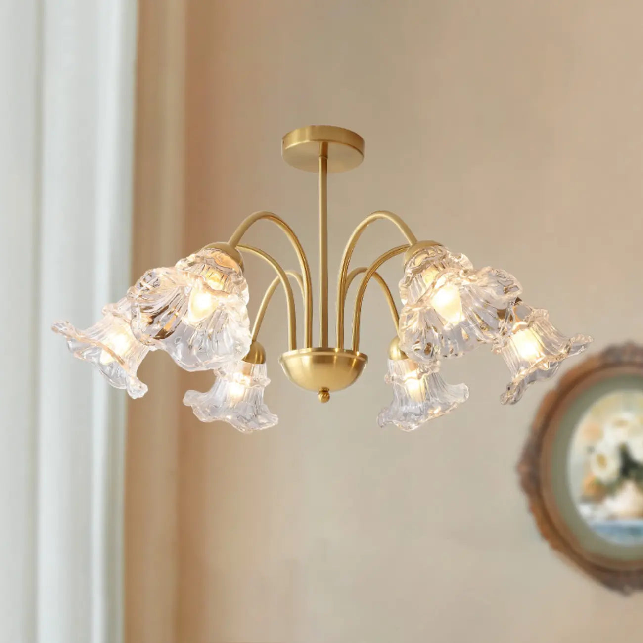 Luxury Vintage Crystal Flower Chandelier for Living Room