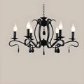 Vintage 6 Lights Black Pendant Chandelier with Candle Design
