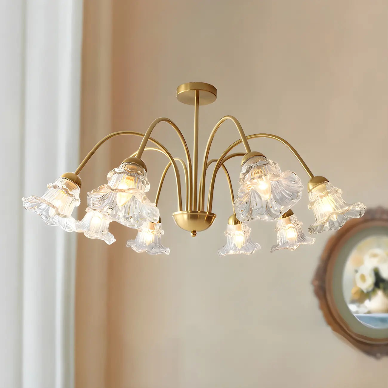 Luxury Vintage Crystal Flower Chandelier for Living Room