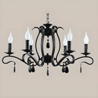 Vintage 6 Lights Black Pendant Chandelier with Candle Design