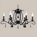 Vintage 6 Lights Black Pendant Chandelier with Candle Design